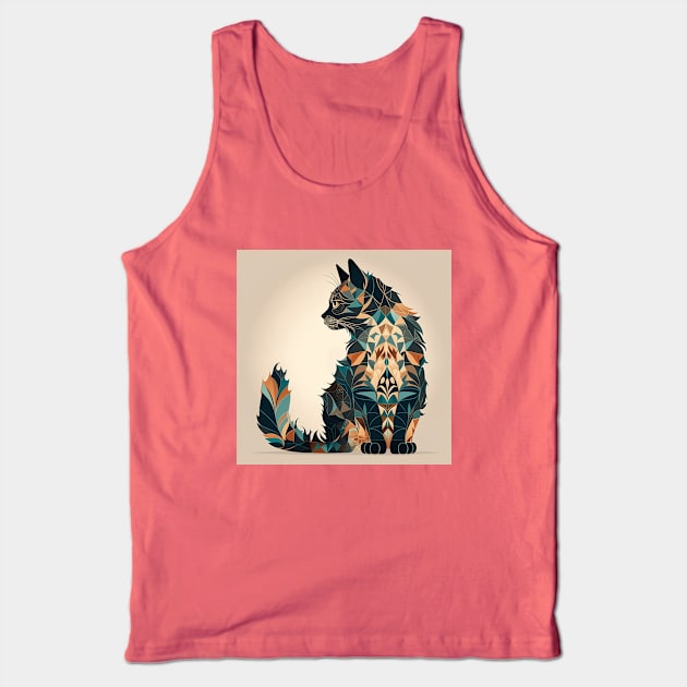 Ornate Feline Profile Tank Top by Star Scrunch